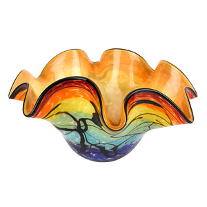 HomeRoots 17 Mouth Blown Floppy Design Art Glass Centerpiece Bowl 375791-HOMEROOTS 375791