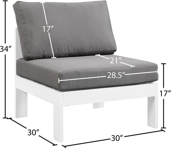 Nizuc Waterproof Fabric / Aluminum / Foam Contemporary Grey Waterproof Fabric Outdoor Patio Aluminum Armless Chair - 30" W x 30" D x 34" H