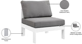 Nizuc Waterproof Fabric / Aluminum / Foam Contemporary Grey Waterproof Fabric Outdoor Patio Aluminum Armless Chair - 30" W x 30" D x 34" H