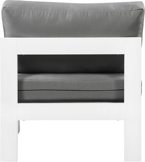 Nizuc Waterproof Fabric / Aluminum / Foam Contemporary Grey Waterproof Fabric Outdoor Patio Aluminum Armless Chair - 30" W x 30" D x 34" H