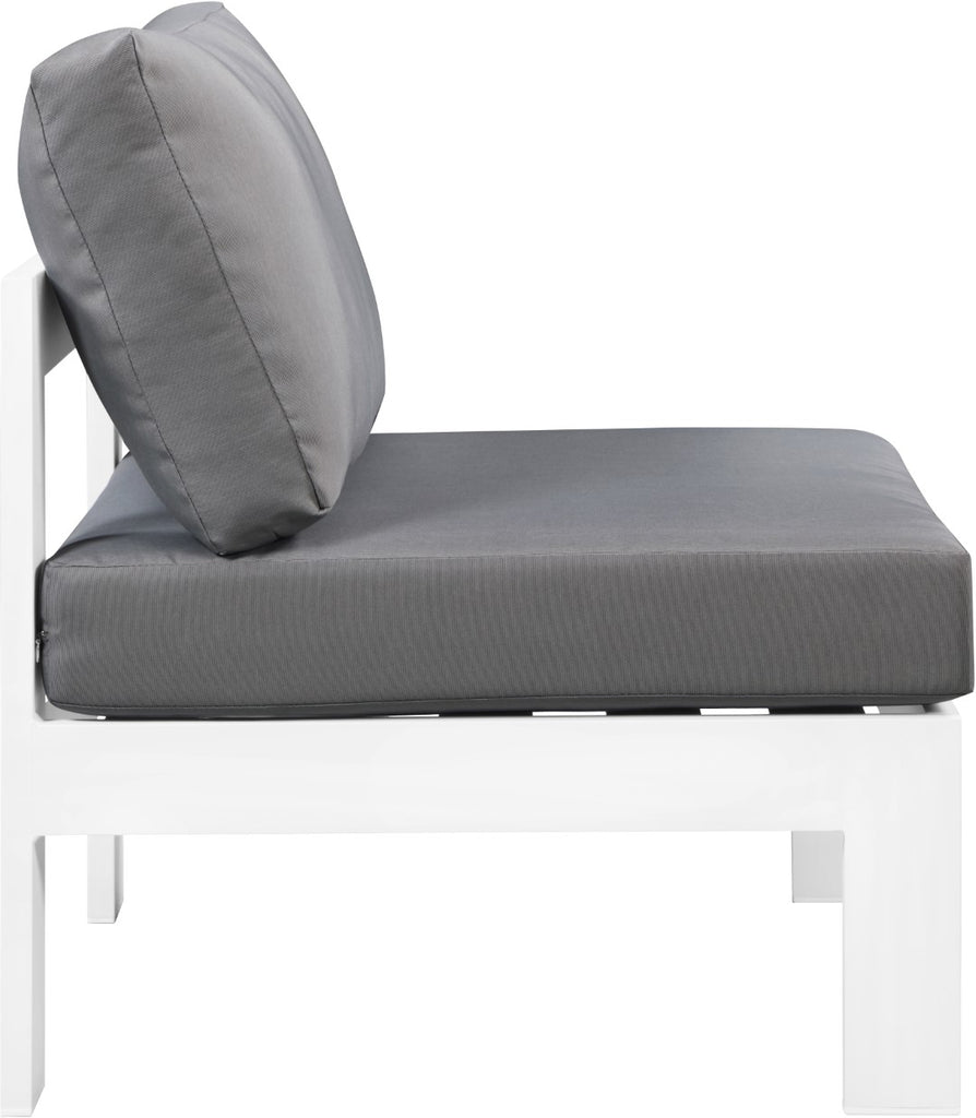 Nizuc Waterproof Fabric / Aluminum / Foam Contemporary Grey Waterproof Fabric Outdoor Patio Aluminum Armless Chair - 30" W x 30" D x 34" H
