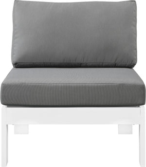 Nizuc Waterproof Fabric / Aluminum / Foam Contemporary Grey Waterproof Fabric Outdoor Patio Aluminum Armless Chair - 30" W x 30" D x 34" H