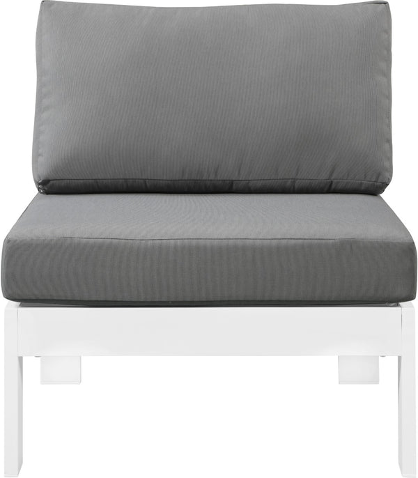 Nizuc Waterproof Fabric / Aluminum / Foam Contemporary Grey Waterproof Fabric Outdoor Patio Aluminum Armless Chair - 30" W x 30" D x 34" H