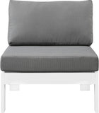 Nizuc Waterproof Fabric / Aluminum / Foam Contemporary Grey Waterproof Fabric Outdoor Patio Aluminum Armless Chair - 30" W x 30" D x 34" H