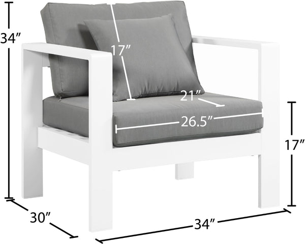 Nizuc Waterproof Fabric / Aluminum / Foam Contemporary Grey Waterproof Fabric Outdoor Patio Aluminum Arm Chair - 34" W x 30" D x 34" H