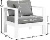 Nizuc Waterproof Fabric / Aluminum / Foam Contemporary Grey Waterproof Fabric Outdoor Patio Aluminum Arm Chair - 34" W x 30" D x 34" H