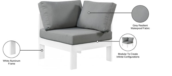 Nizuc Waterproof Fabric / Aluminum / Foam Contemporary Grey Waterproof Fabric Outdoor Patio Aluminum Corner Chair - 30" W x 30" D x 34" H