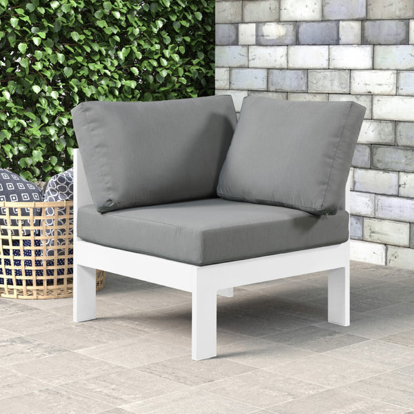 Nizuc Waterproof Fabric / Aluminum / Foam Contemporary Grey Waterproof Fabric Outdoor Patio Aluminum Corner Chair - 30" W x 30" D x 34" H