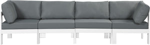 Nizuc Waterproof Fabric / Aluminum / Foam Contemporary Grey Waterproof Fabric Outdoor Patio Modular Sofa - 120" W x 30" D x 34" H