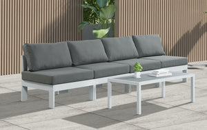 Nizuc Waterproof Fabric / Aluminum / Foam Contemporary Grey Waterproof Fabric Outdoor Patio Modular Sofa - 120" W x 30" D x 34" H