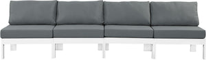 Nizuc Waterproof Fabric / Aluminum / Foam Contemporary Grey Waterproof Fabric Outdoor Patio Modular Sofa - 120" W x 30" D x 34" H