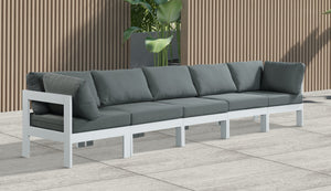 Nizuc Waterproof Fabric / Aluminum / Foam Contemporary Grey Waterproof Fabric Outdoor Patio Modular Sofa - 150" W x 30" D x 34" H