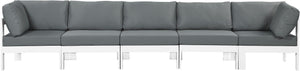 Nizuc Waterproof Fabric / Aluminum / Foam Contemporary Grey Waterproof Fabric Outdoor Patio Modular Sofa - 150" W x 30" D x 34" H