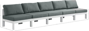 Nizuc Waterproof Fabric / Aluminum / Foam Contemporary Grey Waterproof Fabric Outdoor Patio Modular Sofa - 150" W x 30" D x 34" H