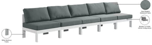 Nizuc Waterproof Fabric / Aluminum / Foam Contemporary Grey Waterproof Fabric Outdoor Patio Modular Sofa - 150" W x 30" D x 34" H