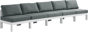 Nizuc Waterproof Fabric / Aluminum / Foam Contemporary Grey Waterproof Fabric Outdoor Patio Modular Sofa - 150" W x 30" D x 34" H
