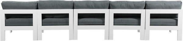 Nizuc Waterproof Fabric / Aluminum / Foam Contemporary Grey Waterproof Fabric Outdoor Patio Modular Sofa - 150" W x 30" D x 34" H