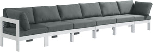 Nizuc Waterproof Fabric / Aluminum / Foam Contemporary Grey Waterproof Fabric Outdoor Patio Modular Sofa - 180" W x 30" D x 34" H