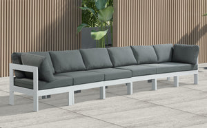 Nizuc Waterproof Fabric / Aluminum / Foam Contemporary Grey Waterproof Fabric Outdoor Patio Modular Sofa - 180" W x 30" D x 34" H