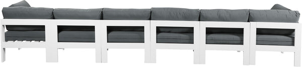 Nizuc Waterproof Fabric / Aluminum / Foam Contemporary Grey Waterproof Fabric Outdoor Patio Modular Sofa - 180" W x 30" D x 34" H