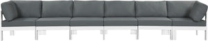 Nizuc Waterproof Fabric / Aluminum / Foam Contemporary Grey Waterproof Fabric Outdoor Patio Modular Sofa - 180" W x 30" D x 34" H