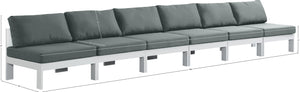 Nizuc Waterproof Fabric / Aluminum / Foam Contemporary Grey Waterproof Fabric Outdoor Patio Modular Sofa - 180" W x 30" D x 34" H
