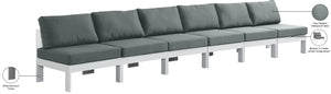 Nizuc Waterproof Fabric / Aluminum / Foam Contemporary Grey Waterproof Fabric Outdoor Patio Modular Sofa - 180" W x 30" D x 34" H