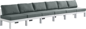 Nizuc Waterproof Fabric / Aluminum / Foam Contemporary Grey Waterproof Fabric Outdoor Patio Modular Sofa - 180" W x 30" D x 34" H
