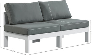 Nizuc Waterproof Fabric / Aluminum / Foam Contemporary Grey Waterproof Fabric Outdoor Patio Modular Sofa - 60" W x 30" D x 34" H