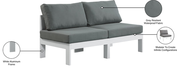 Nizuc Waterproof Fabric / Aluminum / Foam Contemporary Grey Waterproof Fabric Outdoor Patio Modular Sofa - 60" W x 30" D x 34" H