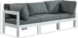 Nizuc Waterproof Fabric / Aluminum / Foam Contemporary Grey Waterproof Fabric Outdoor Patio Modular Sofa - 90" W x 30" D x 34" H