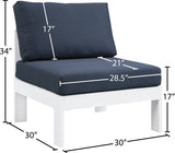 Nizuc Waterproof Fabric / Aluminum / Foam Contemporary Navy Waterproof Fabric Outdoor Patio Aluminum Armless Chair - 30" W x 30" D x 34" H