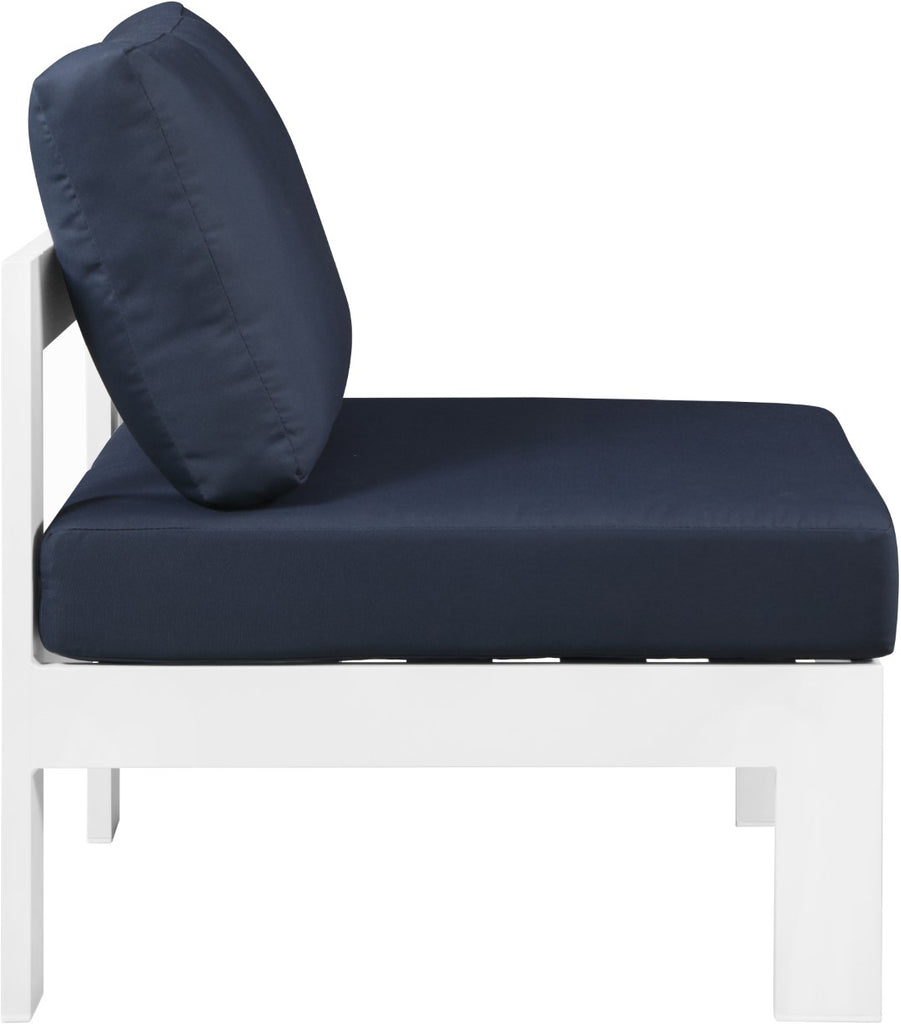 Nizuc Waterproof Fabric / Aluminum / Foam Contemporary Navy Waterproof Fabric Outdoor Patio Aluminum Armless Chair - 30" W x 30" D x 34" H