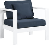 Nizuc Waterproof Fabric / Aluminum / Foam Contemporary Navy Waterproof Fabric Outdoor Patio Aluminum Arm Chair - 34" W x 30" D x 34" H