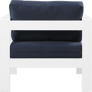 Nizuc Waterproof Fabric / Aluminum / Foam Contemporary Navy Waterproof Fabric Outdoor Patio Aluminum Arm Chair - 34" W x 30" D x 34" H