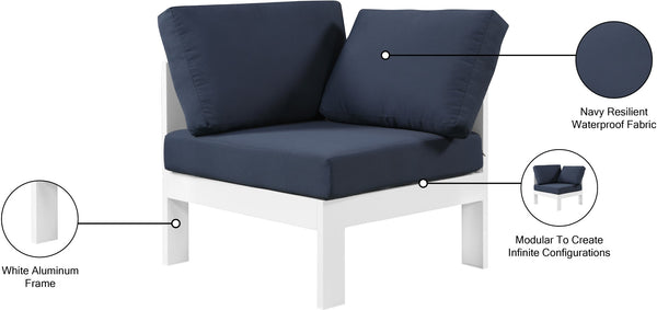 Nizuc Waterproof Fabric / Aluminum / Foam Contemporary Navy Waterproof Fabric Outdoor Patio Aluminum Corner Chair - 30" W x 30" D x 34" H