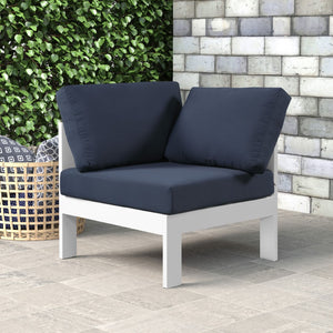 Nizuc Waterproof Fabric / Aluminum / Foam Contemporary Navy Waterproof Fabric Outdoor Patio Aluminum Corner Chair - 30" W x 30" D x 34" H