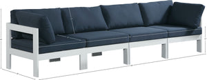 Nizuc Waterproof Fabric / Aluminum / Foam Contemporary Navy Waterproof Fabric Outdoor Patio Modular Sofa - 120" W x 30" D x 34" H