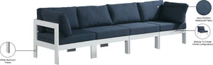 Nizuc Waterproof Fabric / Aluminum / Foam Contemporary Navy Waterproof Fabric Outdoor Patio Modular Sofa - 120" W x 30" D x 34" H