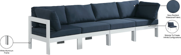 Nizuc Waterproof Fabric / Aluminum / Foam Contemporary Navy Waterproof Fabric Outdoor Patio Modular Sofa - 120" W x 30" D x 34" H