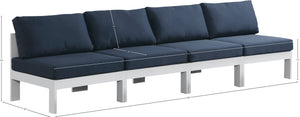 Nizuc Waterproof Fabric / Aluminum / Foam Contemporary Navy Waterproof Fabric Outdoor Patio Modular Sofa - 120" W x 30" D x 34" H