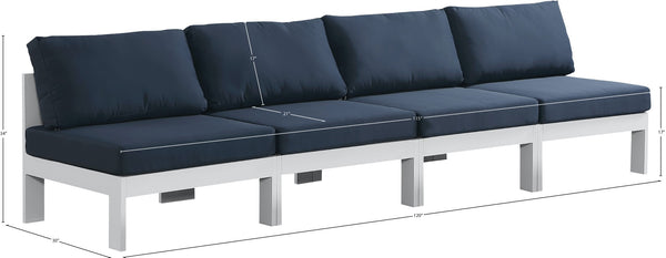 Nizuc Waterproof Fabric / Aluminum / Foam Contemporary Navy Waterproof Fabric Outdoor Patio Modular Sofa - 120" W x 30" D x 34" H