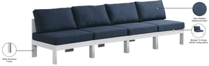 Nizuc Waterproof Fabric / Aluminum / Foam Contemporary Navy Waterproof Fabric Outdoor Patio Modular Sofa - 120" W x 30" D x 34" H