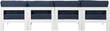 Nizuc Waterproof Fabric / Aluminum / Foam Contemporary Navy Waterproof Fabric Outdoor Patio Modular Sofa - 120" W x 30" D x 34" H