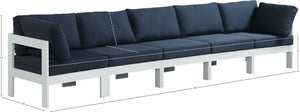 Nizuc Waterproof Fabric / Aluminum / Foam Contemporary Navy Waterproof Fabric Outdoor Patio Modular Sofa - 150" W x 30" D x 34" H