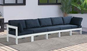 Nizuc Waterproof Fabric / Aluminum / Foam Contemporary Navy Waterproof Fabric Outdoor Patio Modular Sofa - 150" W x 30" D x 34" H
