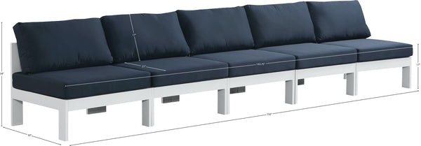 Nizuc Waterproof Fabric / Aluminum / Foam Contemporary Navy Waterproof Fabric Outdoor Patio Modular Sofa - 150" W x 30" D x 34" H