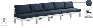 Nizuc Waterproof Fabric / Aluminum / Foam Contemporary Navy Waterproof Fabric Outdoor Patio Modular Sofa - 150" W x 30" D x 34" H