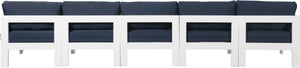 Nizuc Waterproof Fabric / Aluminum / Foam Contemporary Navy Waterproof Fabric Outdoor Patio Modular Sofa - 150" W x 30" D x 34" H