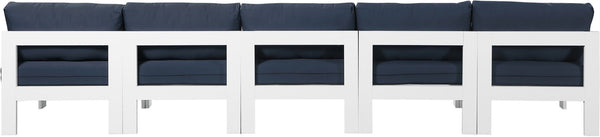 Nizuc Waterproof Fabric / Aluminum / Foam Contemporary Navy Waterproof Fabric Outdoor Patio Modular Sofa - 150" W x 30" D x 34" H